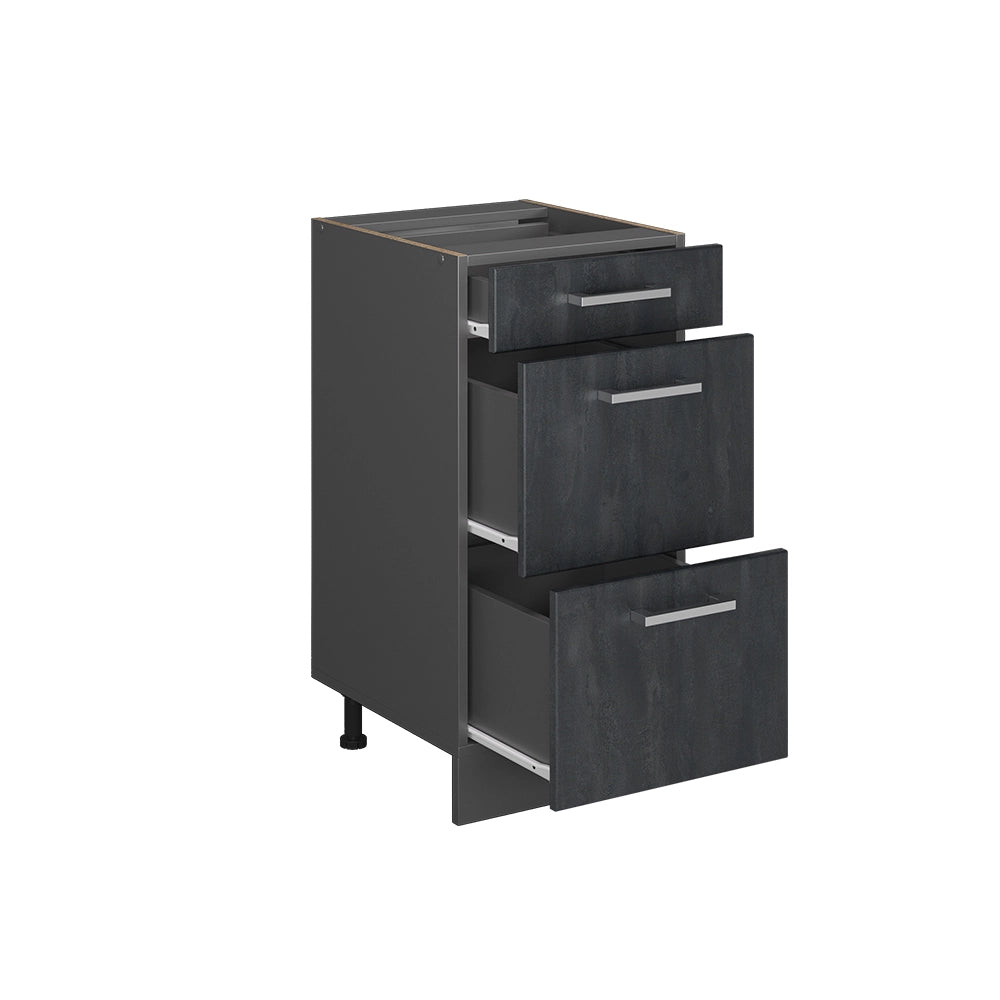 Vicco Mobiletto base per cucina Calcestruzzo nero 40 cm PL Marmo