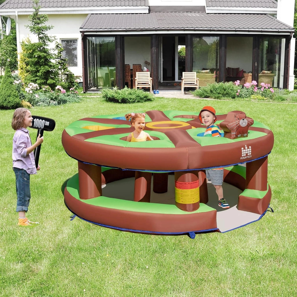 Giocattolo Gonfiabile per Bambini con Acchiappa la Talpa, Castello Gonfiabile per Bambini con Soffiatore, Borsa di Trasporto e Kit di Riparazione, 3-10 anni, 256 x 256 x 120cm