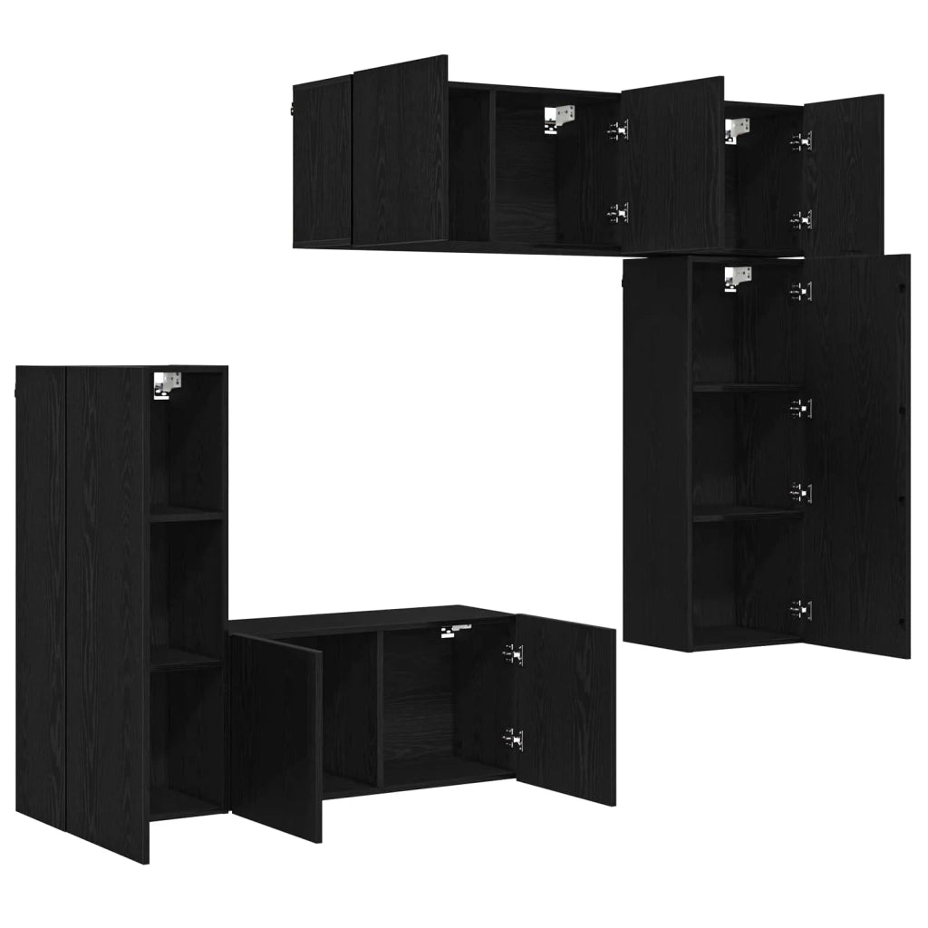 Unità TV da Parete 5 pcs Rovere nero Legno multistrato 3402778