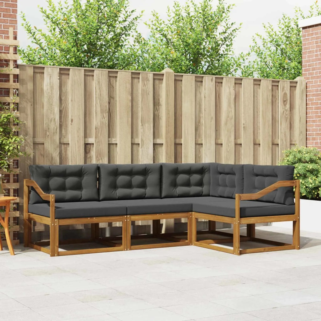 Set di divani da esterno con cuscino 4 pcs Naturale e Antracite