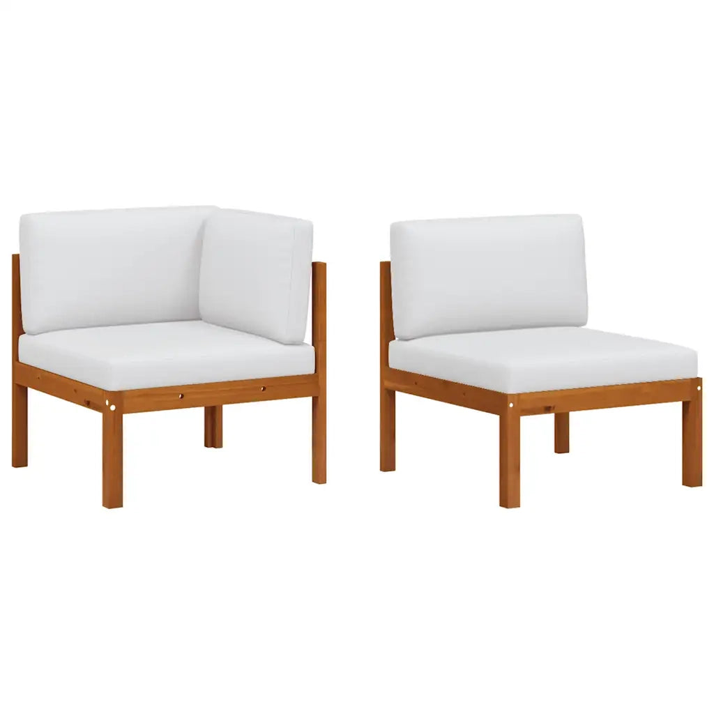 Set da giardino 2 pz | Set Salotto da Giardino con cuscini in legno di acacia e corda