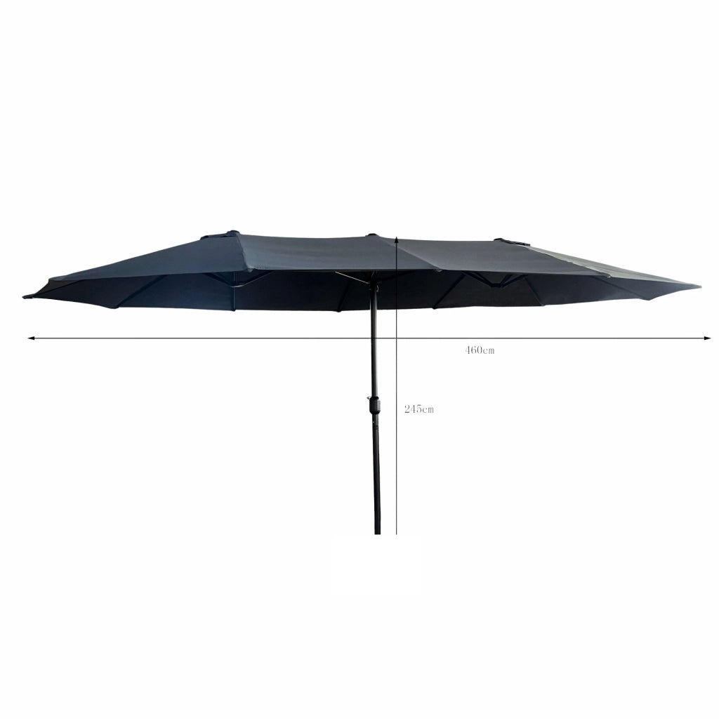 Ombrellone doppio da giardino TILIA grigio scuro peso 12,3 kg dimensioni 460x270x245 cm