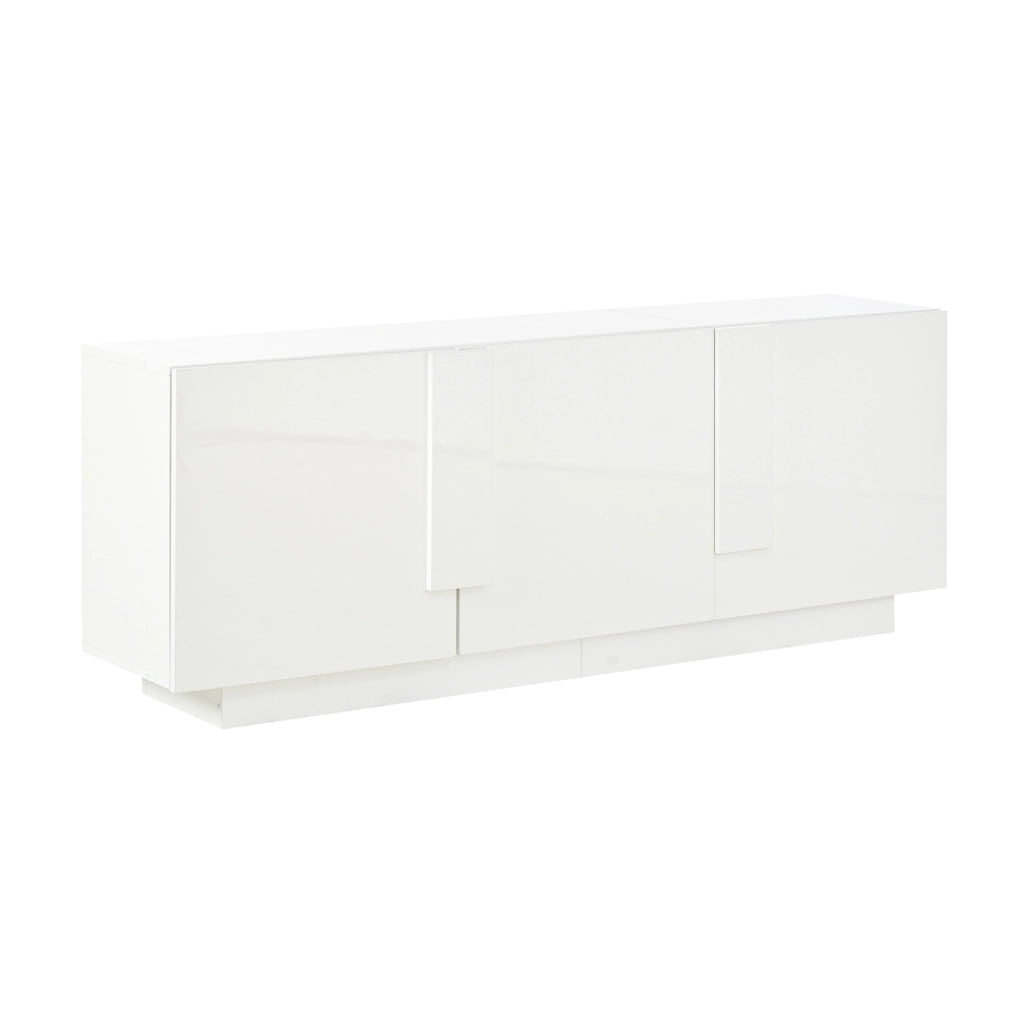 Credenza 160x35x60 cm a 3 ante con ripiani regolabili in truciolato bianco