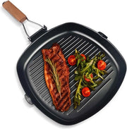 Pentola a griglia - rivestimento antitrasferimento grasso senza PFOA - 28 × 28 cm - maniglia rimovibile - rivestimento antitrasferimento grasso per pentole - forno e piastra elettrica