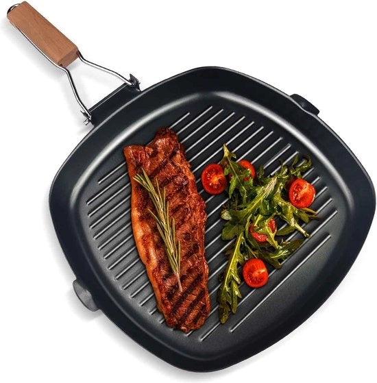 Pentola a griglia - rivestimento antitrasferimento grasso senza PFOA - 28 × 28 cm - maniglia rimovibile - rivestimento antitrasferimento grasso per pentole - forno e piastra elettrica