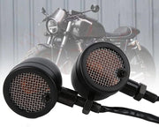 Indicatore di Direzione per Motocicletta 2 Pezzi LED Vintage Giallo 12V Nero Carcassa Modificabile Universale.