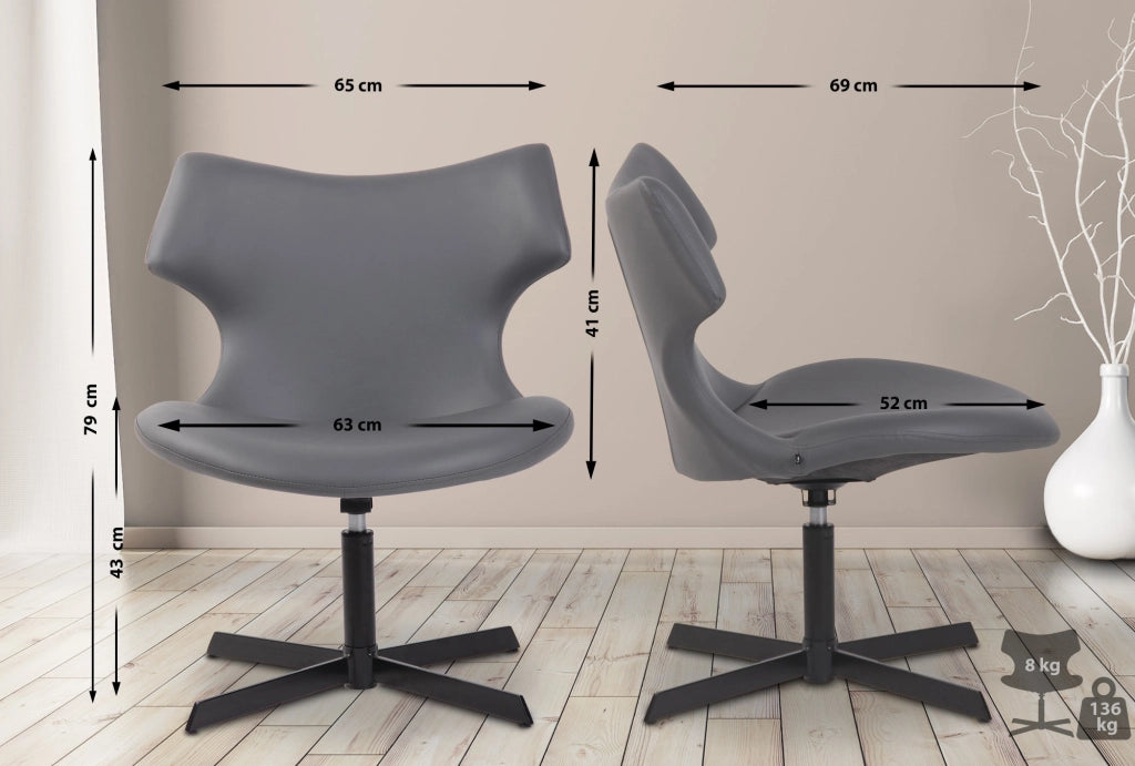 Sedia da lounge Welland in similpelle grigio