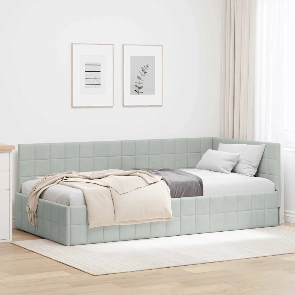 Cornice del letto ad angolo Grigio chiaro 100 cm x 200 cm