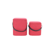 Set di 2 pouf contenitore Arabella in tessuto rosso e nero
