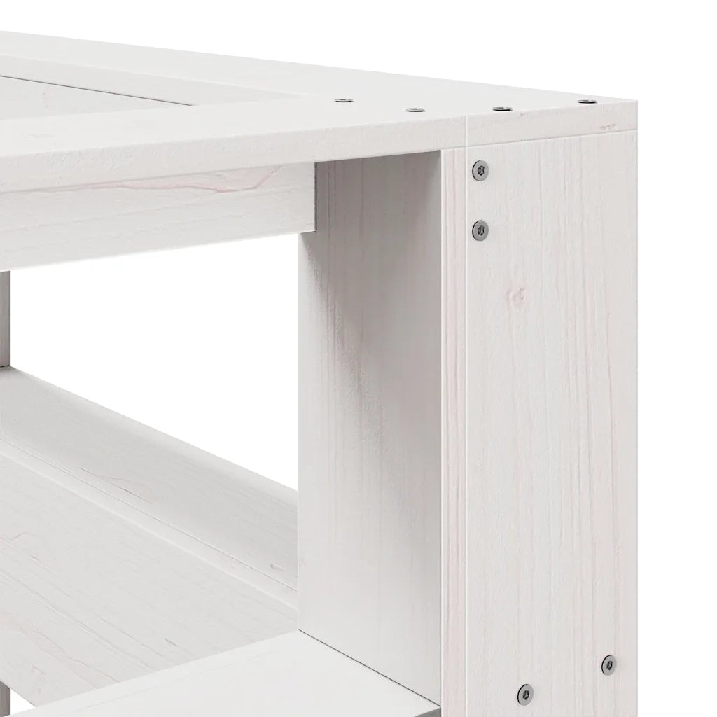 Testiera libreria a L-Testata contenitore Bianca 140 cm in Legno Massello di Pino 605851
