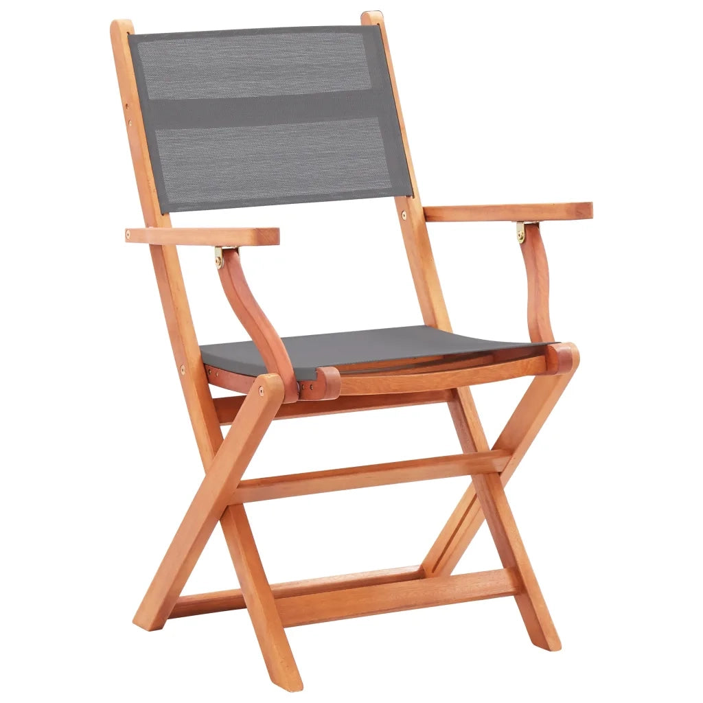 Sedie da Giardino Pieghevoli 4 pz Grigio Eucalipto e Textilene  cod mxl 43323