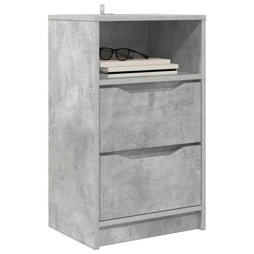 Comodino | Armadio da Notte | Mobiletto da notte Grigio cemento 40 x 30 x 467 cm Legno multistrato