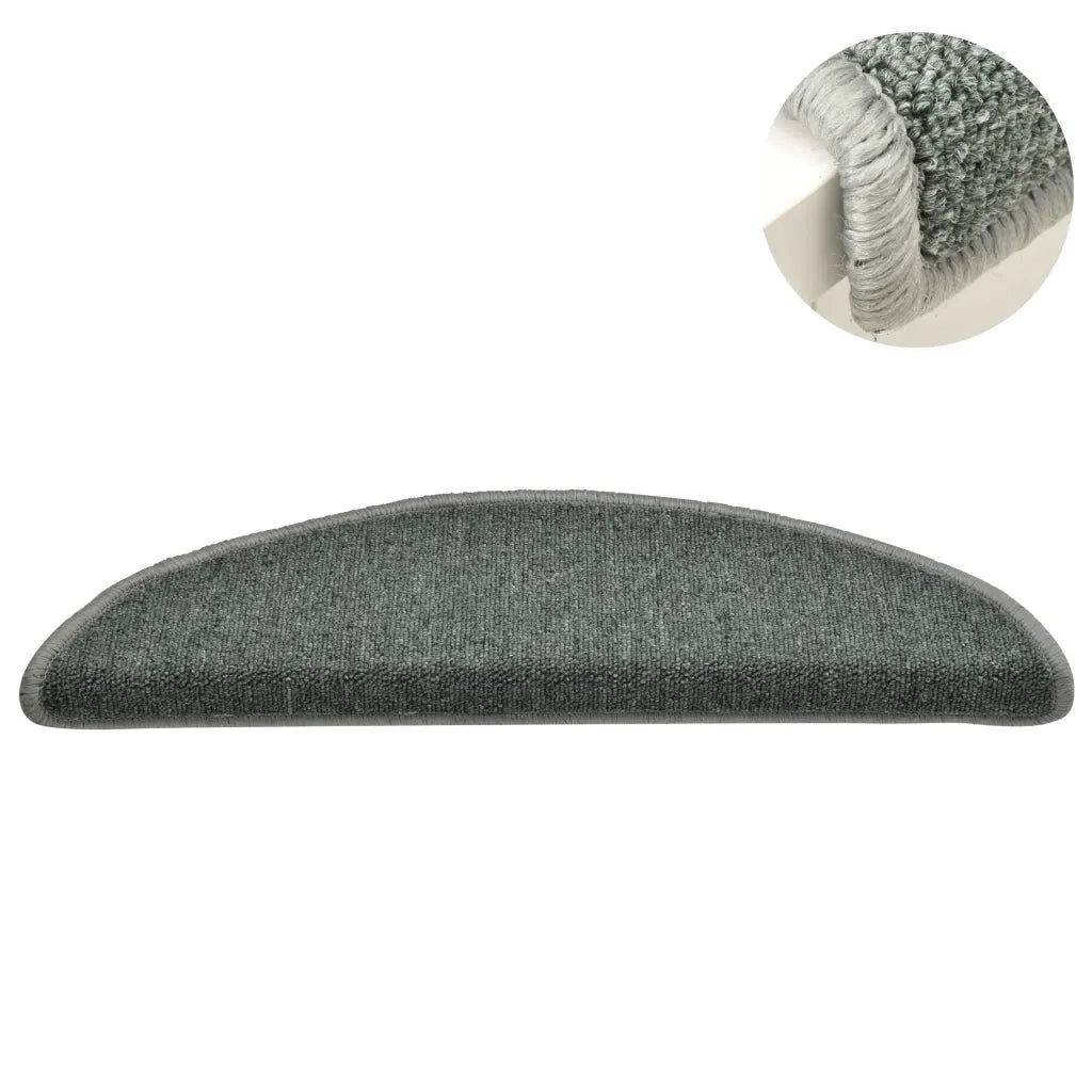 Tappetini per scale 15 pz | Gradini per Scale 56x17x3 cm Verde scuro semicircolari