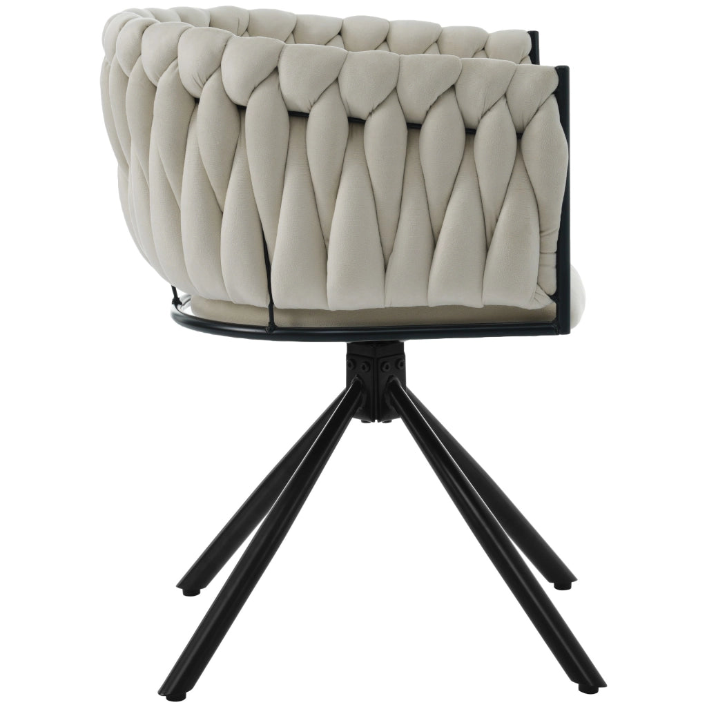 Poltrona Girevole in Velluto ¨C MINIMAL ¨C Beige, Gambe in Metallo