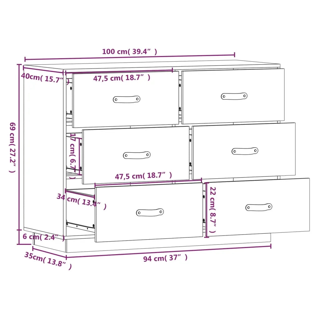 Credenza-Buffet-Armadio da cucina Bianca 100x40x75 cm in Legno Massello di Pino
