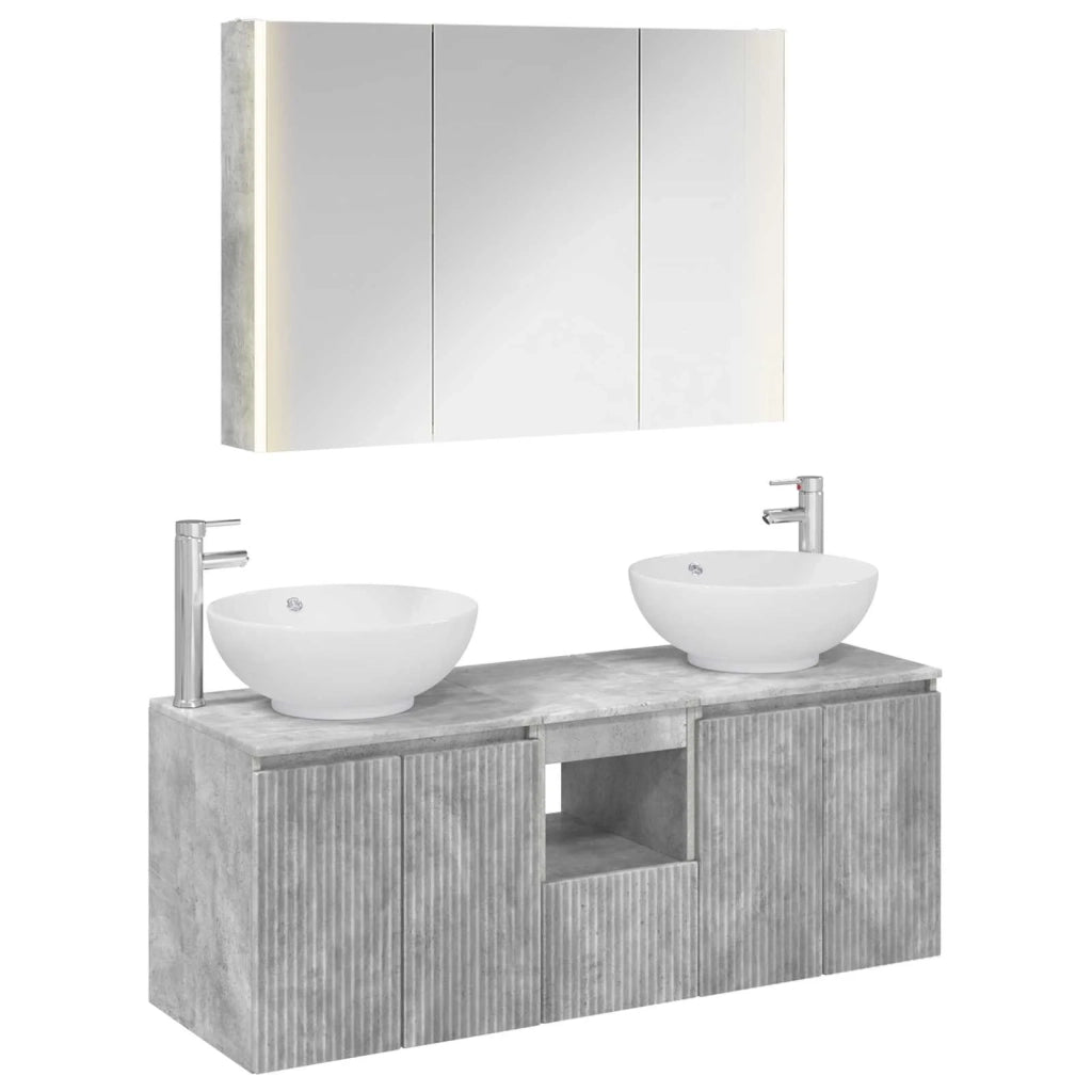 Set di Armadi da Bagno 4 pcs Grigio Cemento 3406506