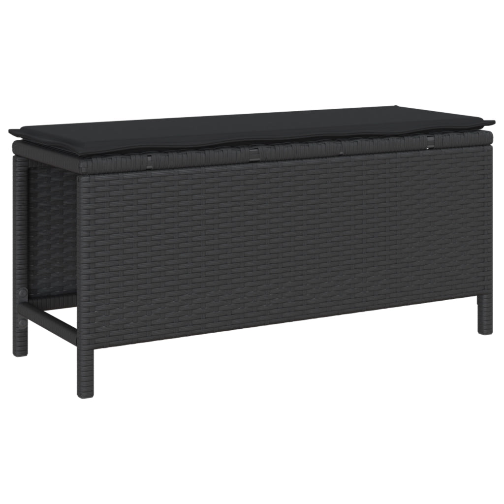 Set da pranzo da giardino in 3 pezzi con cuscini neri in polyrattan e acacia