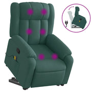 Poltrona Alzapersona Massaggiante | Sedia Relax Verde Scuro in Tessuto