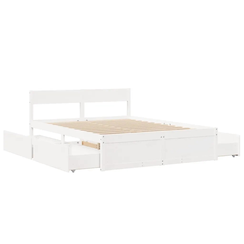 Letto senza Materasso Bianco 150x200 cm Legno Massello di Pino