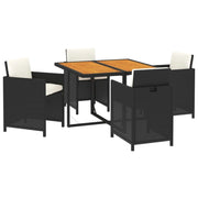 Set da pranzo da giardino in resina intrecciata nera da 5 pezzi e cuscini 02_0014892