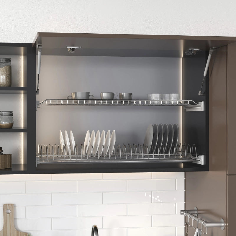 Contenitore per la raccolta differenziata da montare sul fondo ed estraibile manualmente in cucina 2x15lt, Grigio antr..