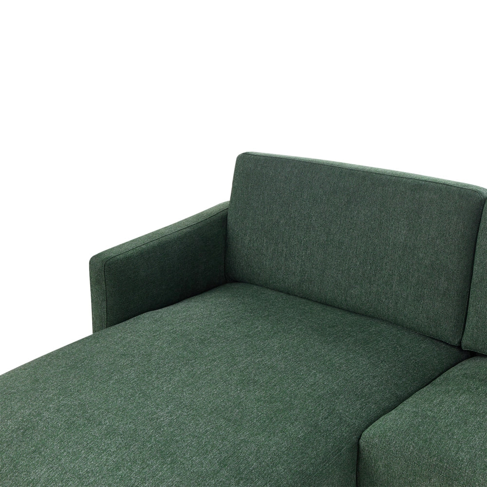 Divano angolare in poliestere verde scuro 192 x 155 Divano a 2 posti imbottito con gambe in metallo, tessuto e schienale imbottito, moderno e minimalista