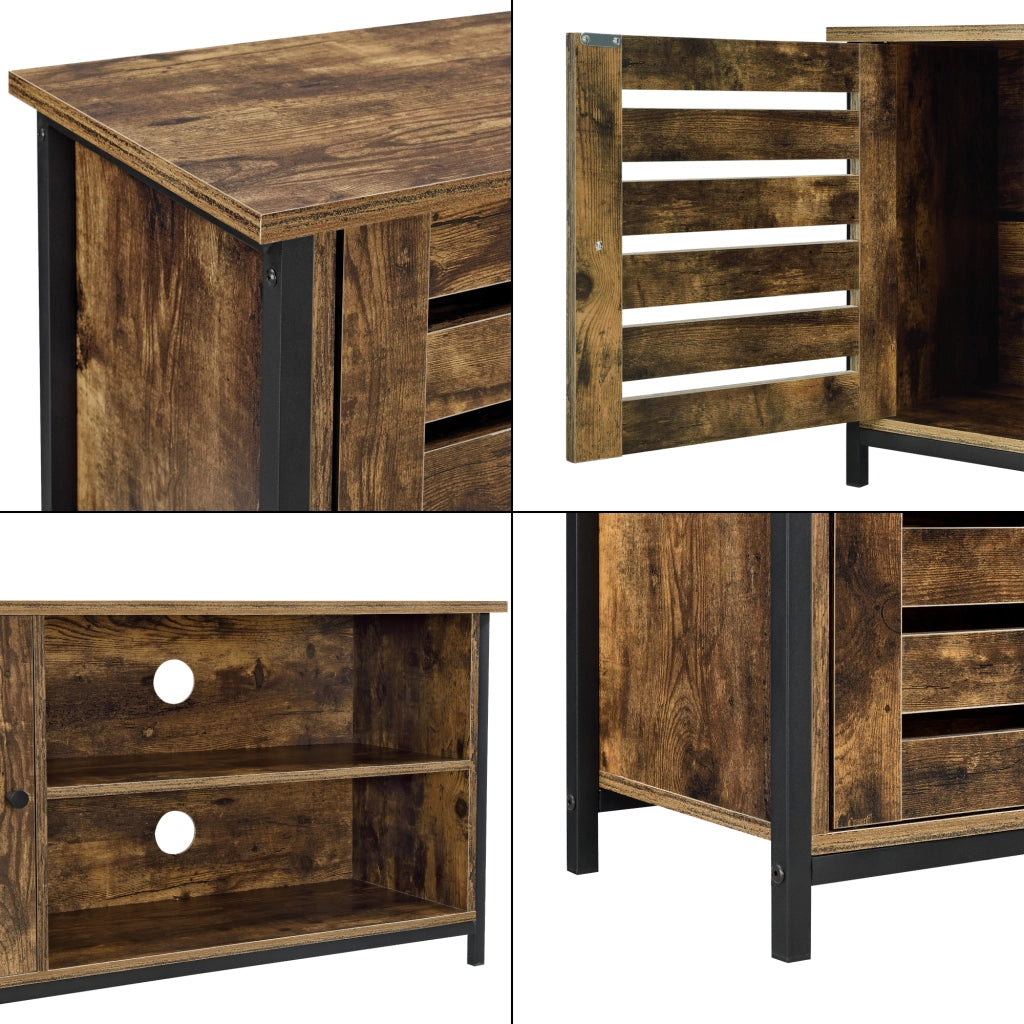Mobile Porta TV con Armadietto e Scomparti (AxLxP) 49 x 110 x 30 cm Supporto TV con Passaggio Cavi Consolle con 1 Anta e