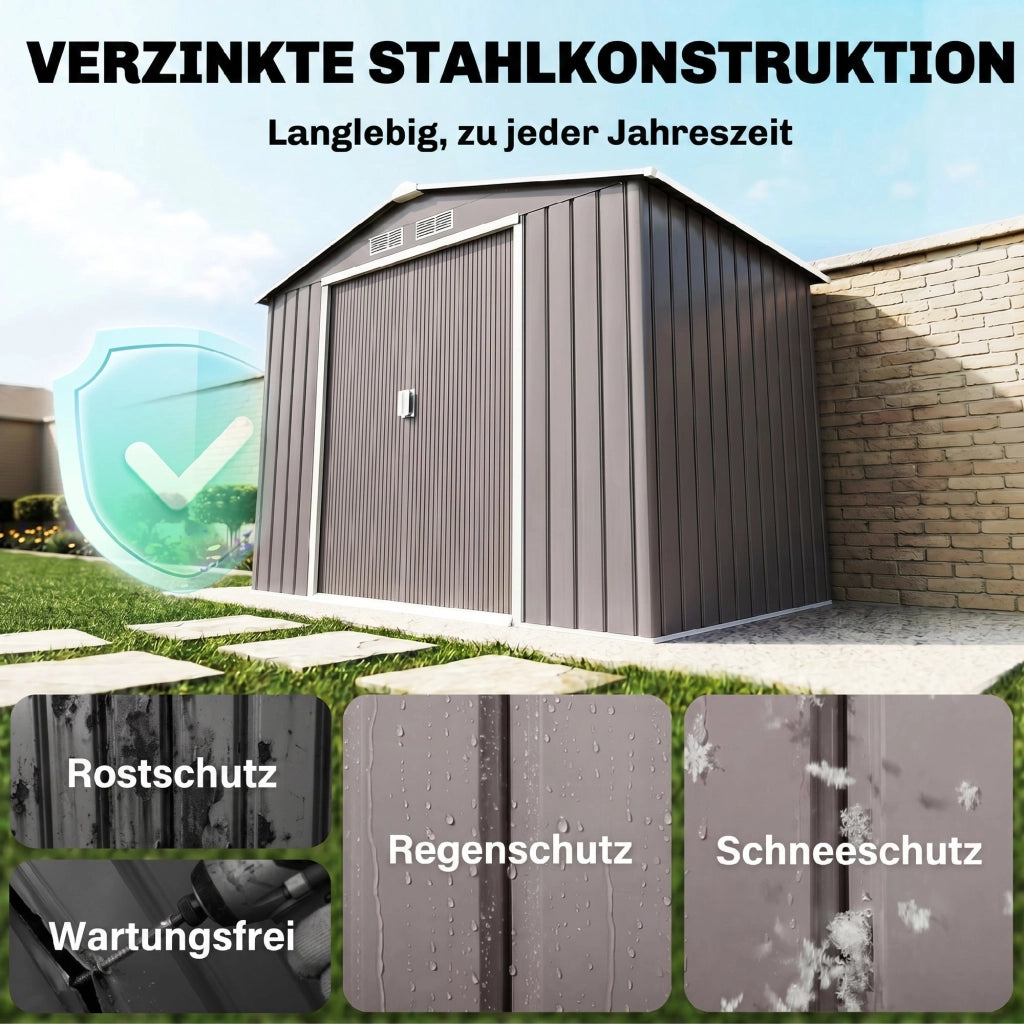 Casetta da giardino con porte scorrevoli ¨C Xylo ¨C metallo grigio 213x130x185cm
