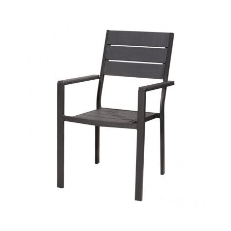 SEDIA DA GIARDINO GRIGIA EFFETTO LEGNO CON BRACCIOLI TENERIFE 62 X 55 X 88H CM