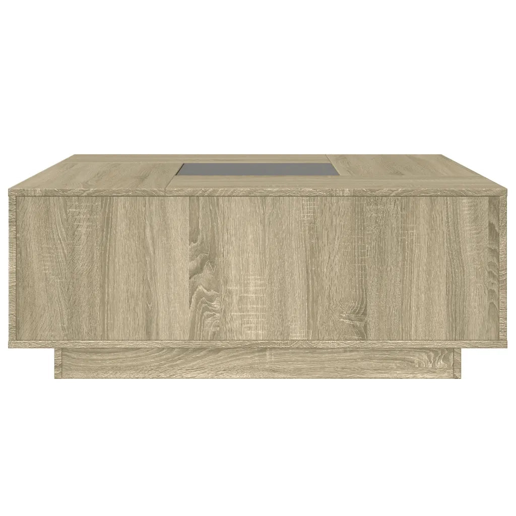 Tavolino da Salotto con LED Infinity Rovere Sonoma 100x100x40cm