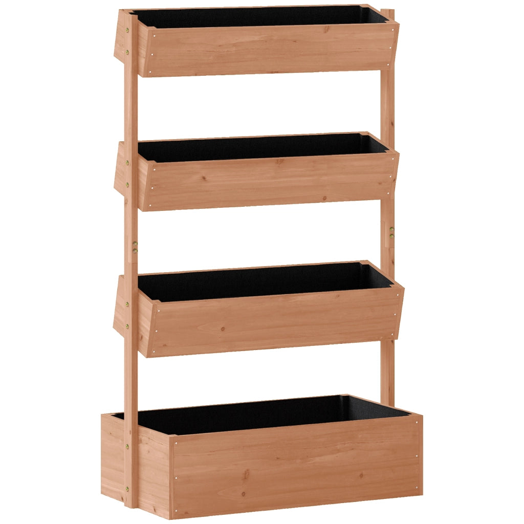 Letto da Giardino Rialzato Fioriera Verticale per Fiori o Orto con Drenaggio e Rivestimento in Legno Naturale