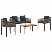 Set di Mobili da esterno | Set Salotto da Giardino Grigio e Blu Navy polyrattan