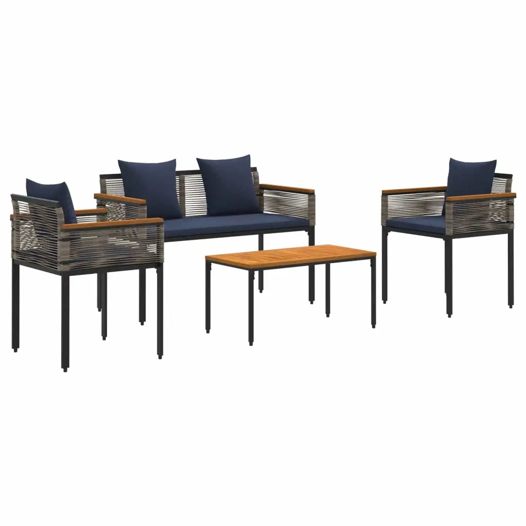 Set di Mobili da esterno | Set Salotto da Giardino Grigio e Blu Navy polyrattan