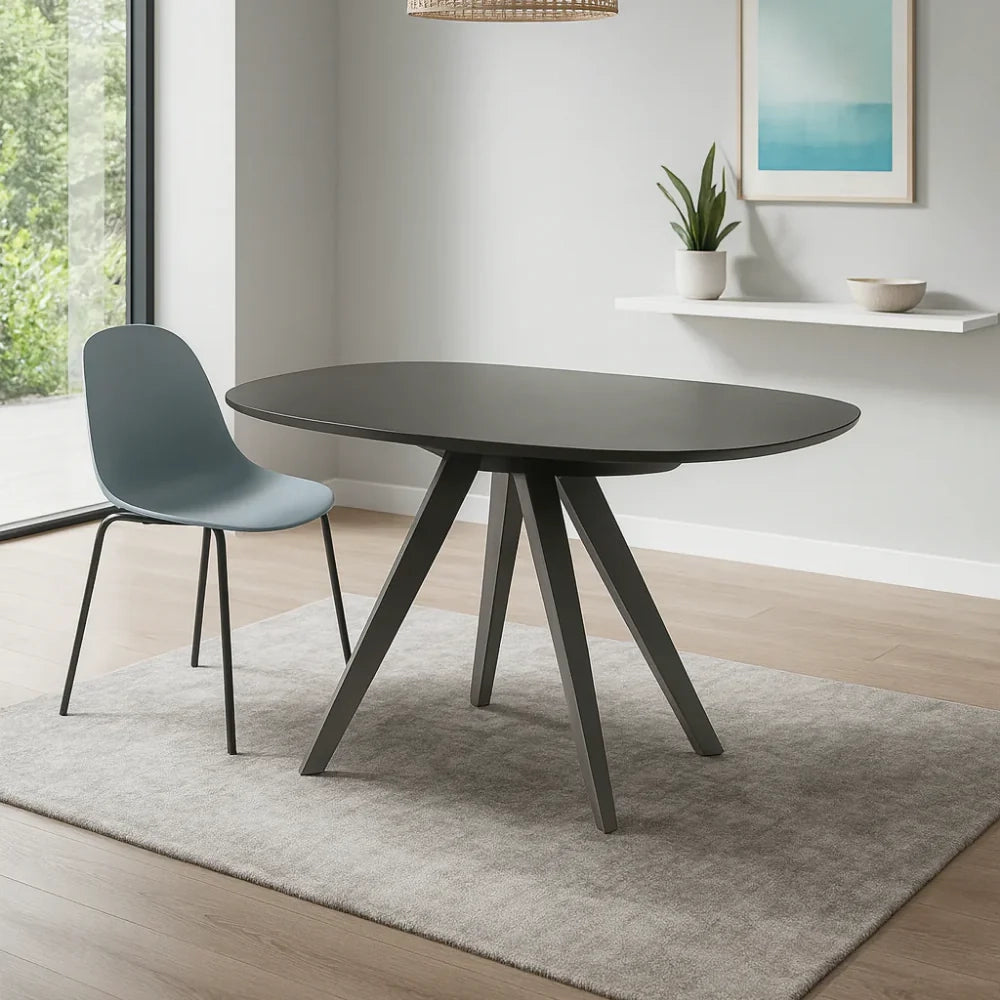 Set di 4 sedie da pranzo in polipropilene azzurro Velvet con struttura in metallo facili da pulire | Duzzle