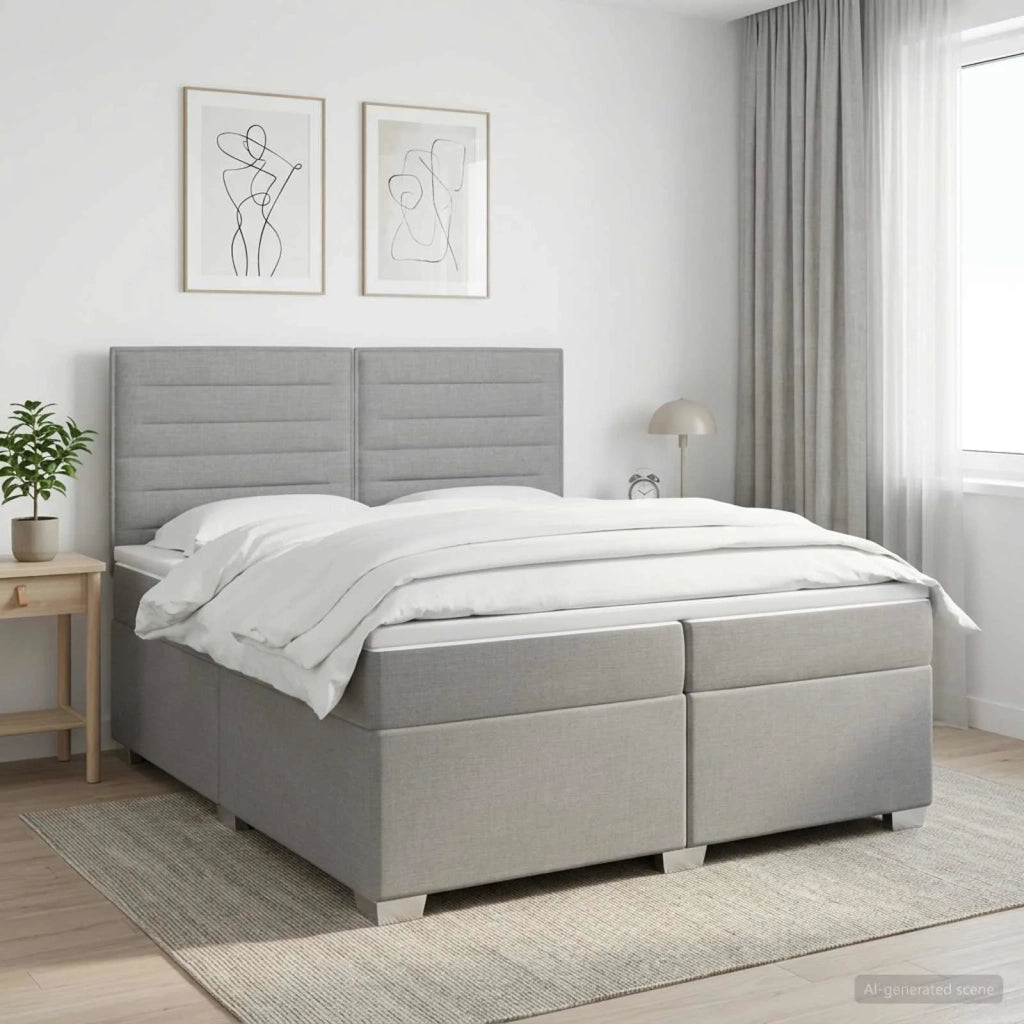 Letto box spring con materasso Grigio Chiaro 200 x 200 cm 3453479
