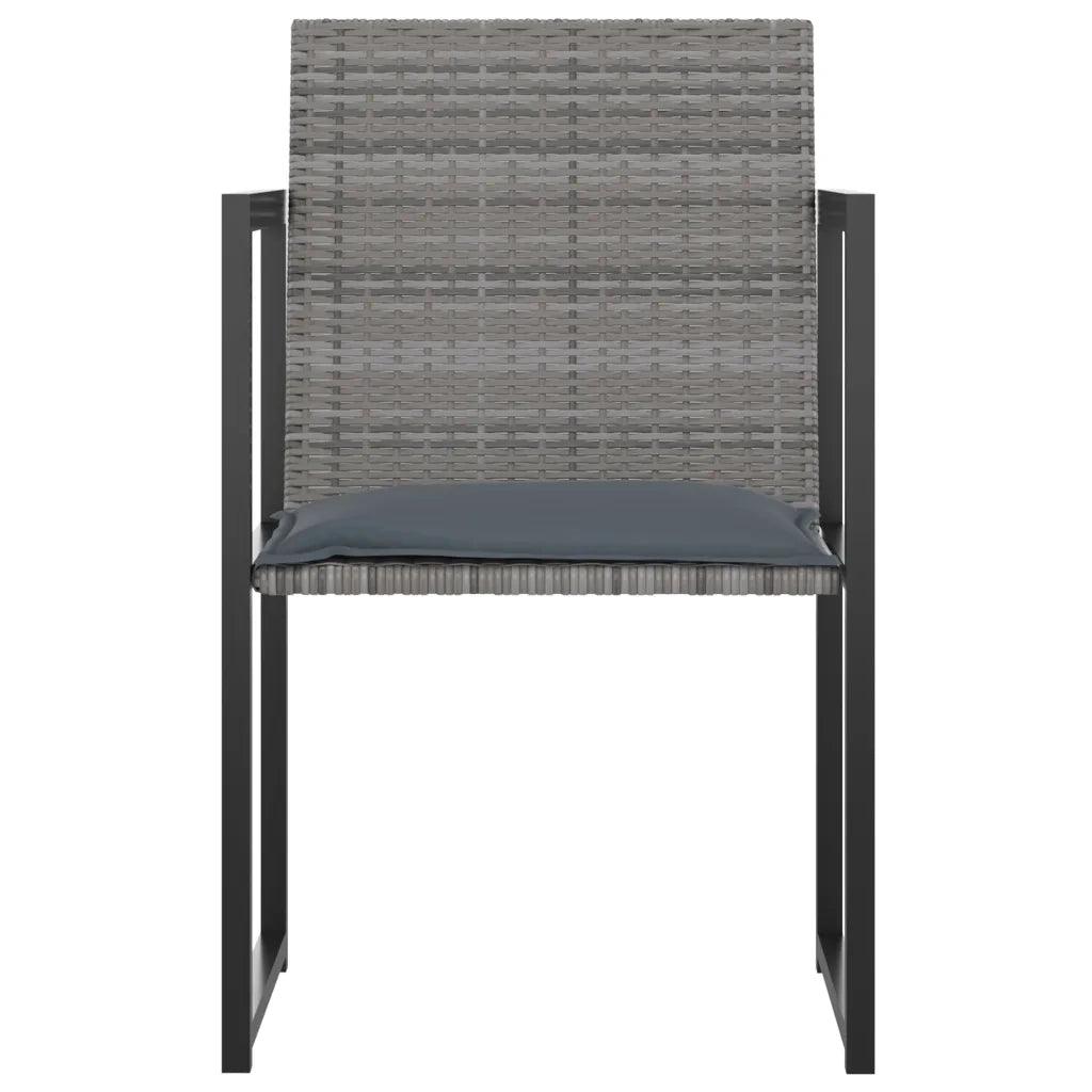 Set da Pranzo da Giardino 9 pz con Cuscini in Polyrattan Grigio cod mxl 37775