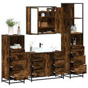 Set Mobili da Bagno 4 pz Rovere Fumo in Legno Multistrato 3301282