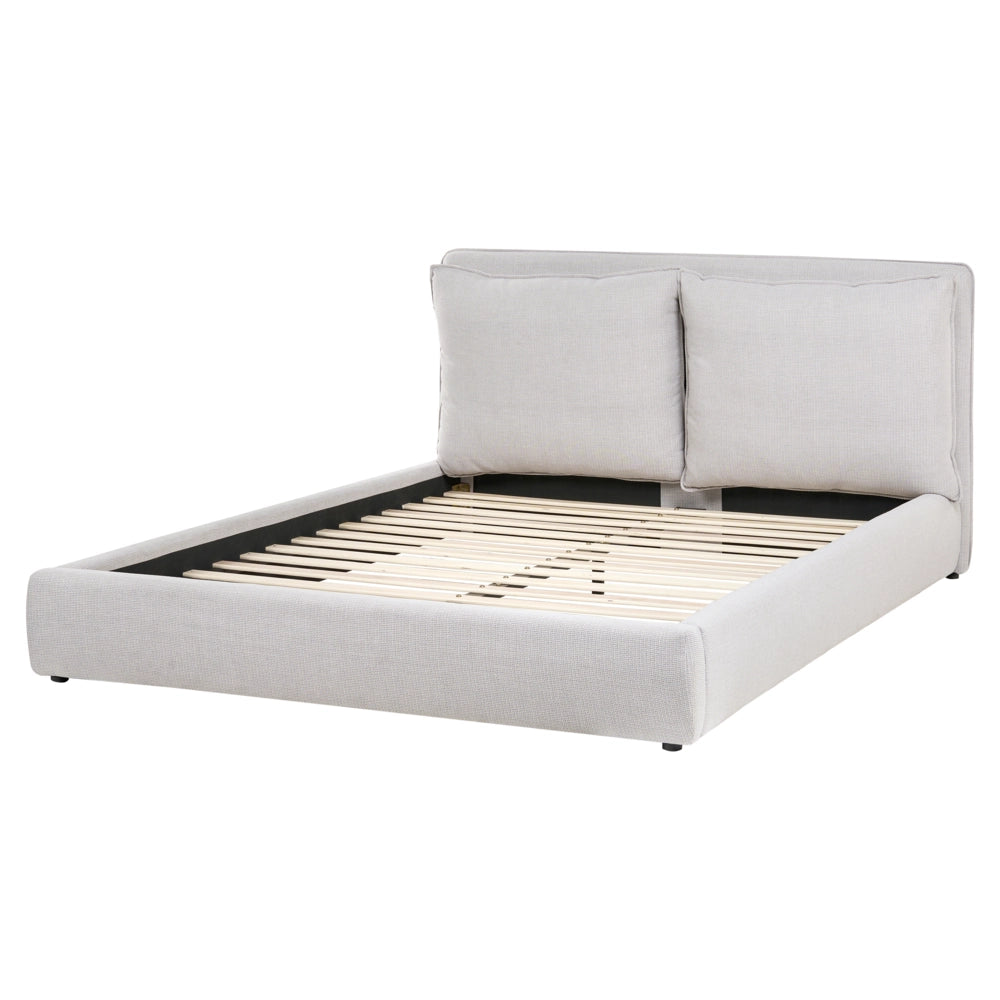 Letto matrimoniale bouclè grigio chiaro con testiera imbottita 160 x 200 cm camera da letto moderna