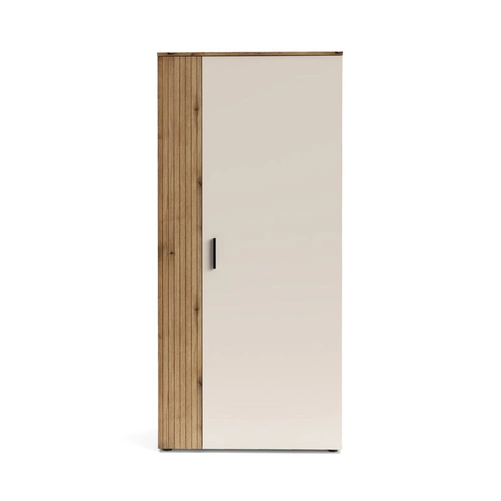 Armadio guardaroba 2 ante Frezo08 in cashmere e listelli verticali rovere evoque – 90x55x195