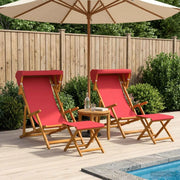 Lettino 4 pcs 3 Posizione Legno di Eucalipto Massello Rosso 3407796