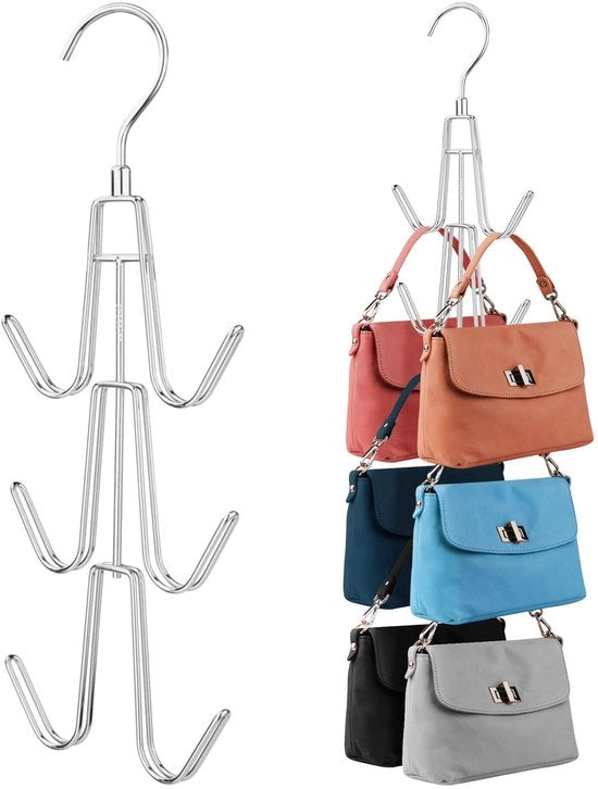 Set di 2 Organizzatori Appesi per Borse e Portafogli - Hanger per Risparmiare Spazio nella Cappa della Cassetta degli Attrezzi