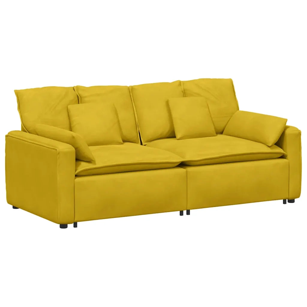 Divano Modulare con Cuscini Giallo