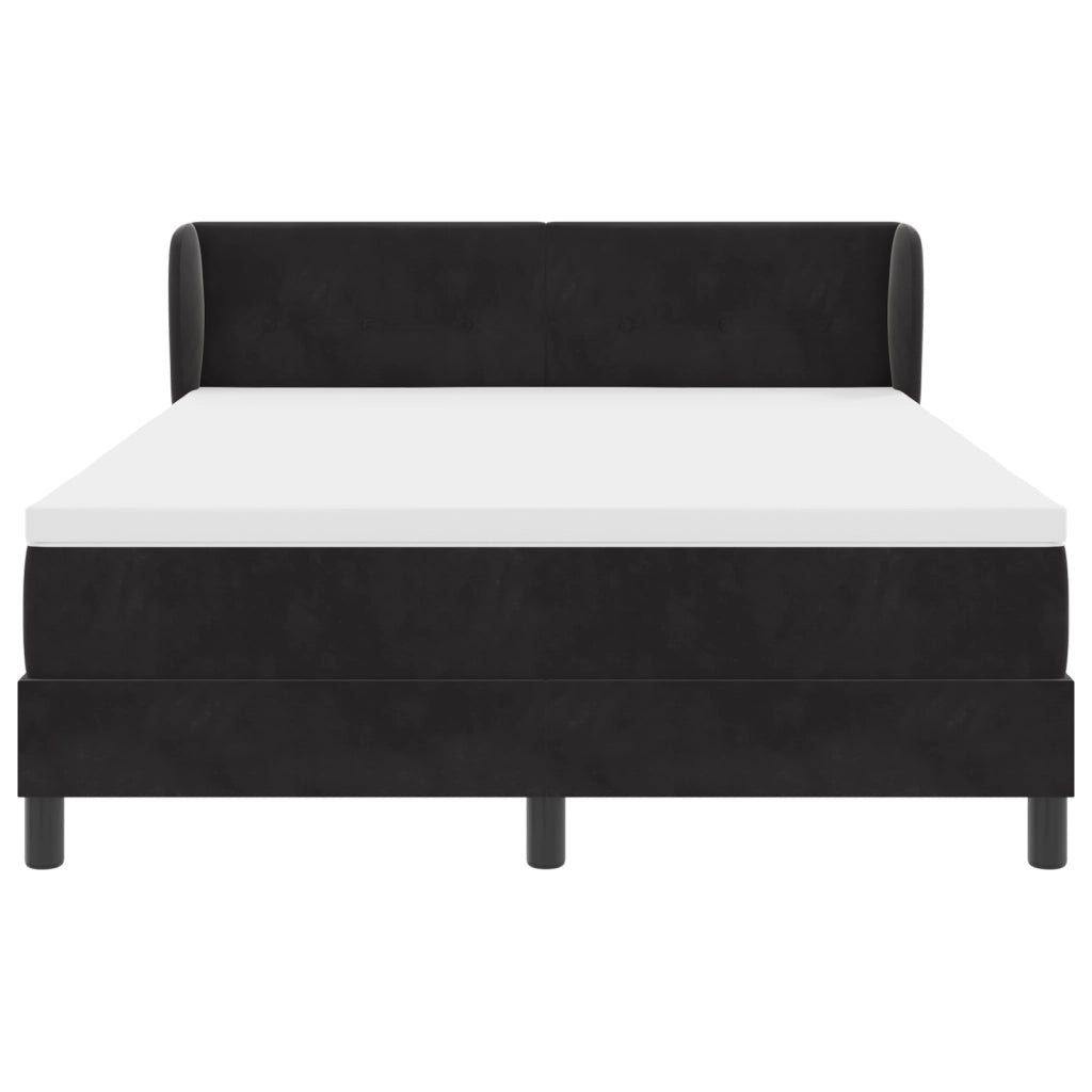 Letto Box Spring con Materasso Nero 140x190 cm in Velluto