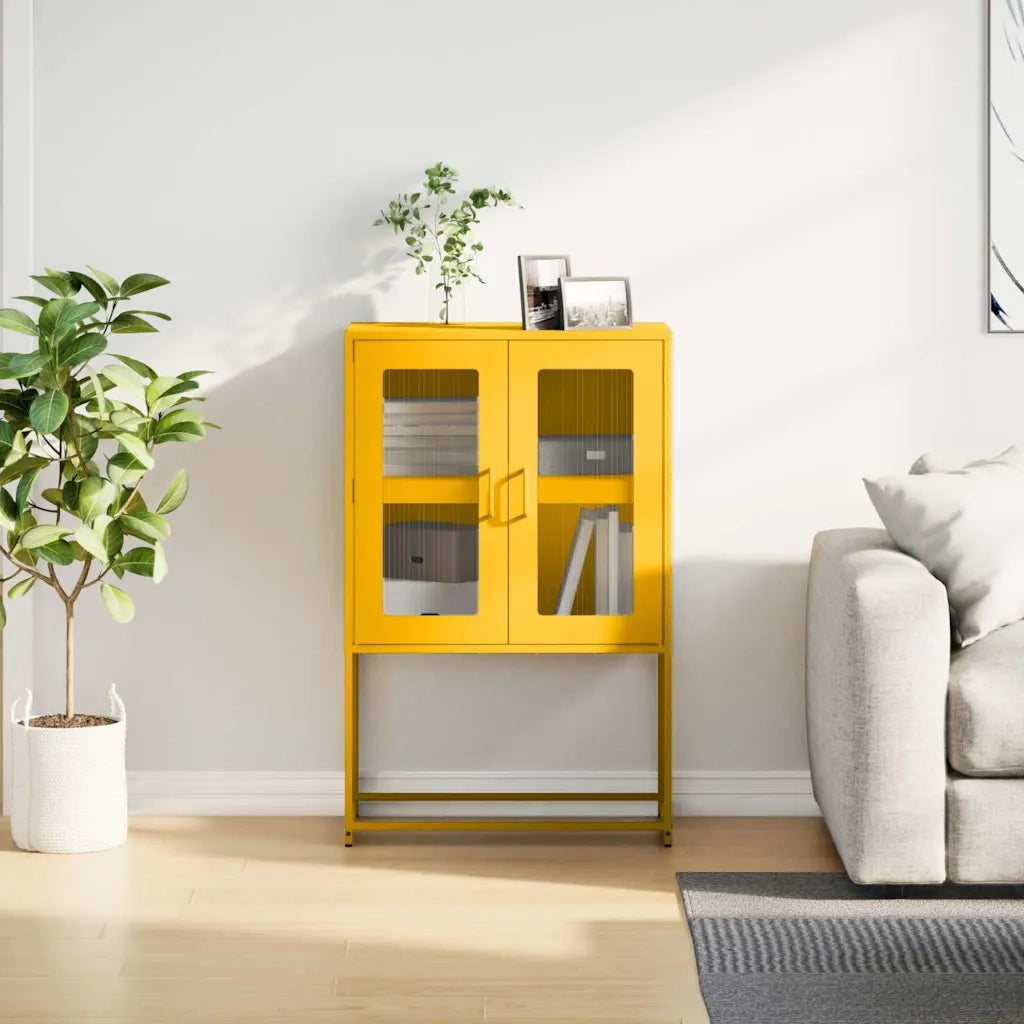 Credenza Giallo Senape 68x39x107 cm in Acciaio 853377