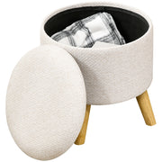 Pouf con contenitore ¨C zephmum ¨C rotondo, in legno, colore crema