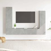 Set di Mobili Porta TV 4 pz Grigio Cemento in Legno Multistrato