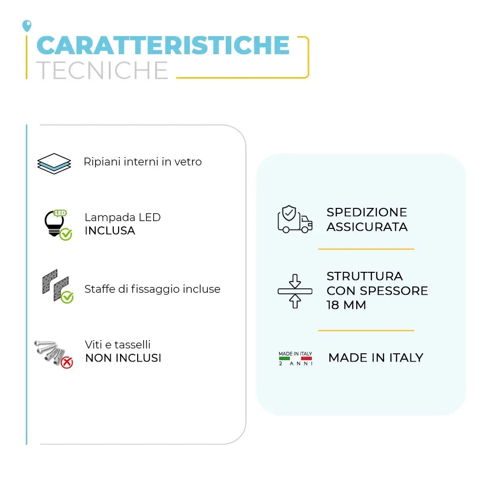 Specchio contenitore LED 91x61 cm rovere chiaro con ante laterali Way