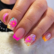 Nageli per unghie a forma di fiore - 24 pezzi - rilievo 5D - manicure francese - inclusa lima per unghie - materiale ABS di alta qualità