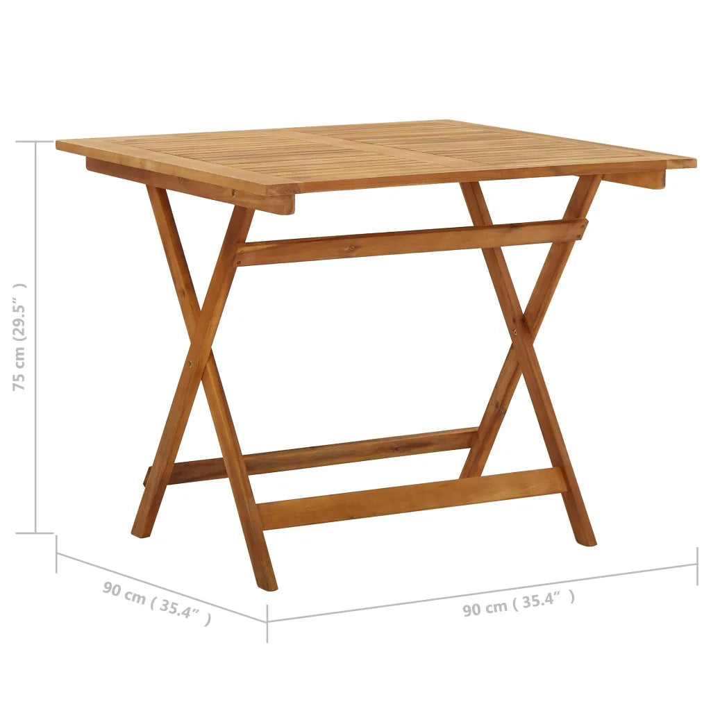 Tavolo da Giardino Pieghevole 90x90x75 cm in Massello d'Acacia cod mxl 34552