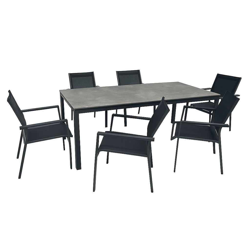 SET DA PRANZO PER ESTERNO GIARDINO COMPLETO DI TAVOLO E 6 SEDIE MODELLO "CASSIS"